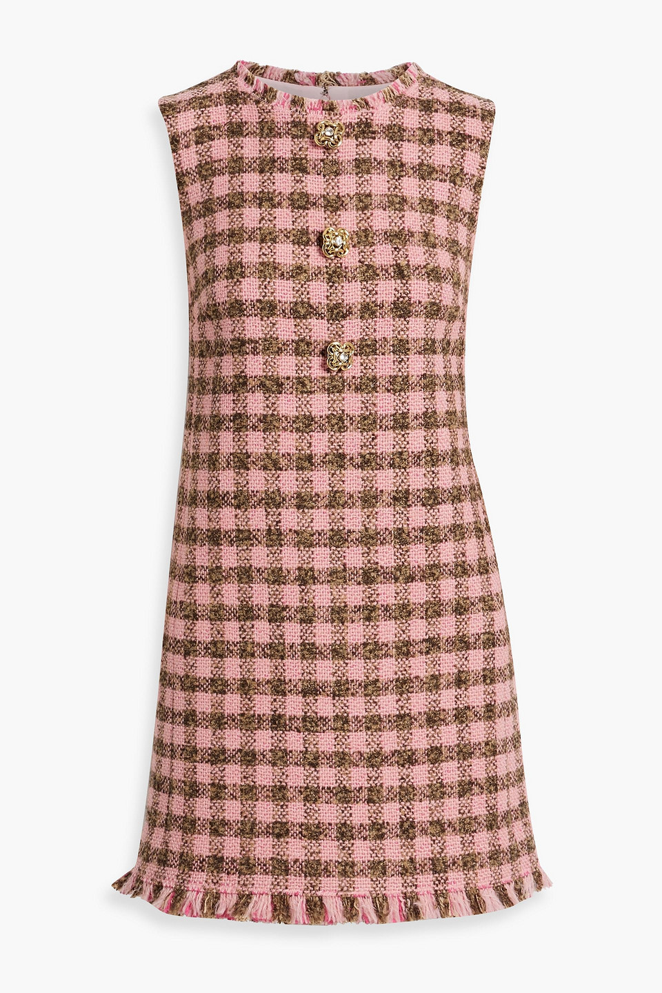 Oscar De La Renta Checked Wool-blend Tweed Mini Dress In Pink