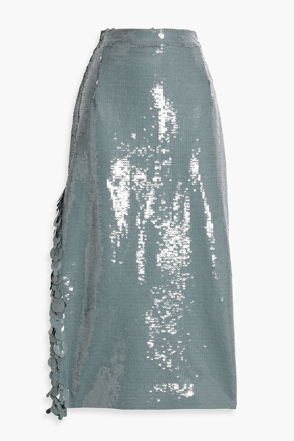 Huishan Zhang Danielle Sequined Tulle Midi Skirt In Grey Green