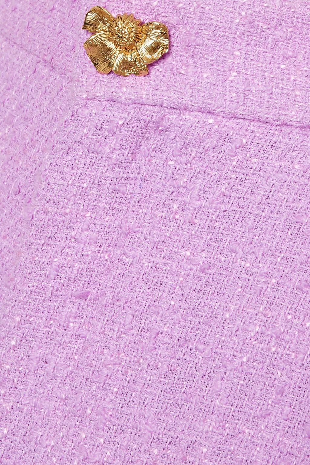 OSCAR DE LA RENTA Frayed cotton-blend bouclé-tweed straight-leg pants