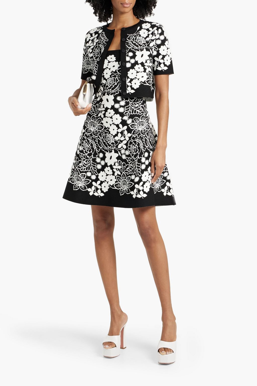 OSCAR DE LA RENTA Cropped jacquard-knit cardigan