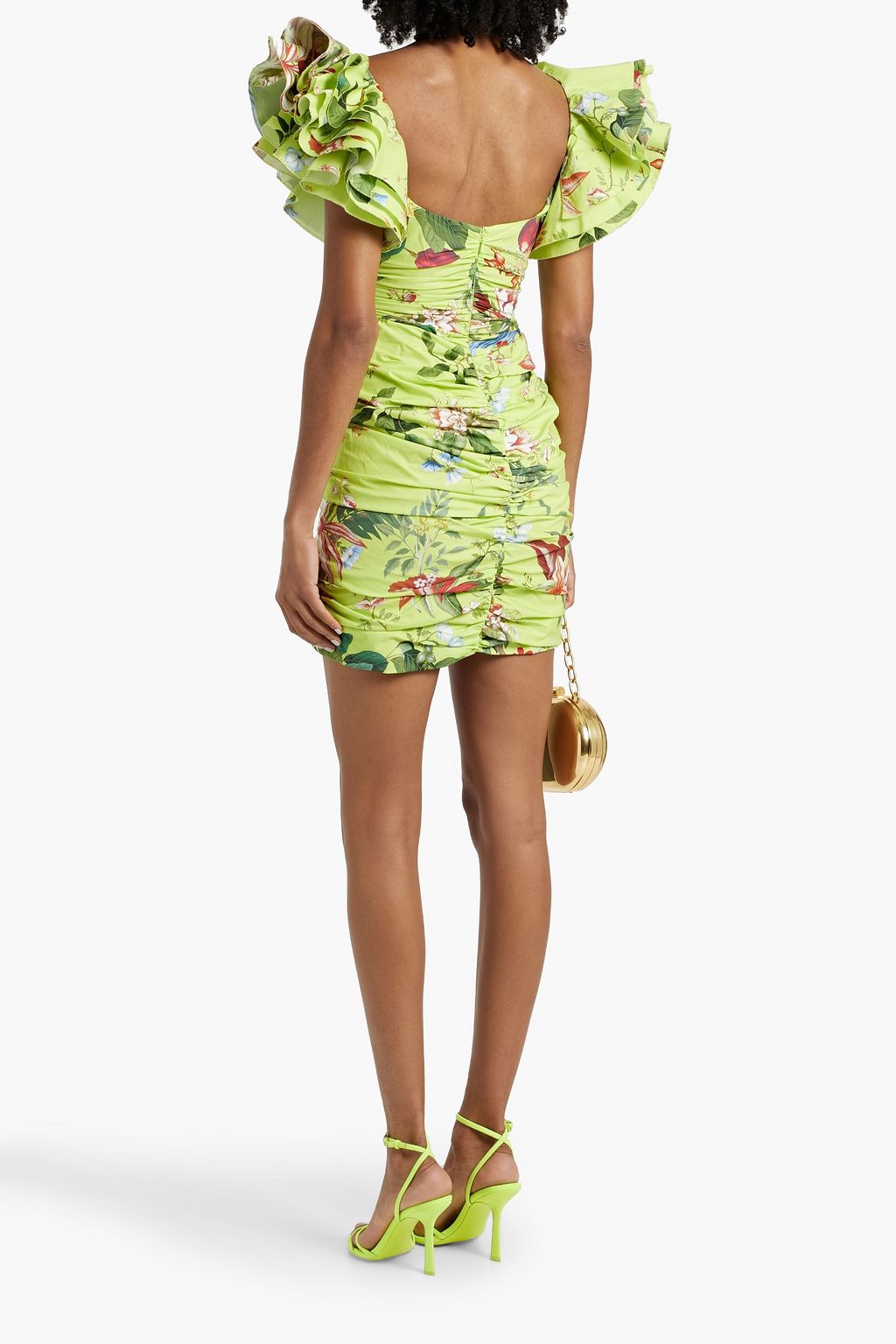 OSCAR DE LA RENTA Ruffled floral-print cotton-blend poplin mini dress