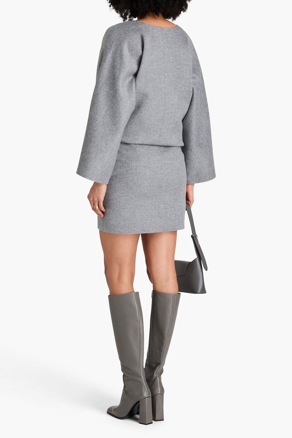 By Malene Birger Chambray Wool Mini Skirt In Gray