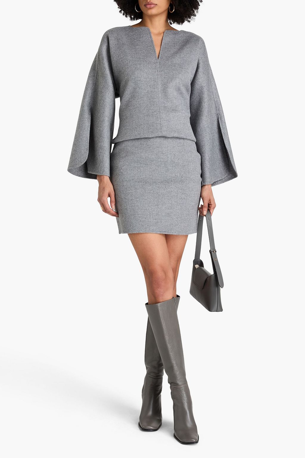 BY MALENE BIRGER 샴브레이 브러시드 울 미니 스커트