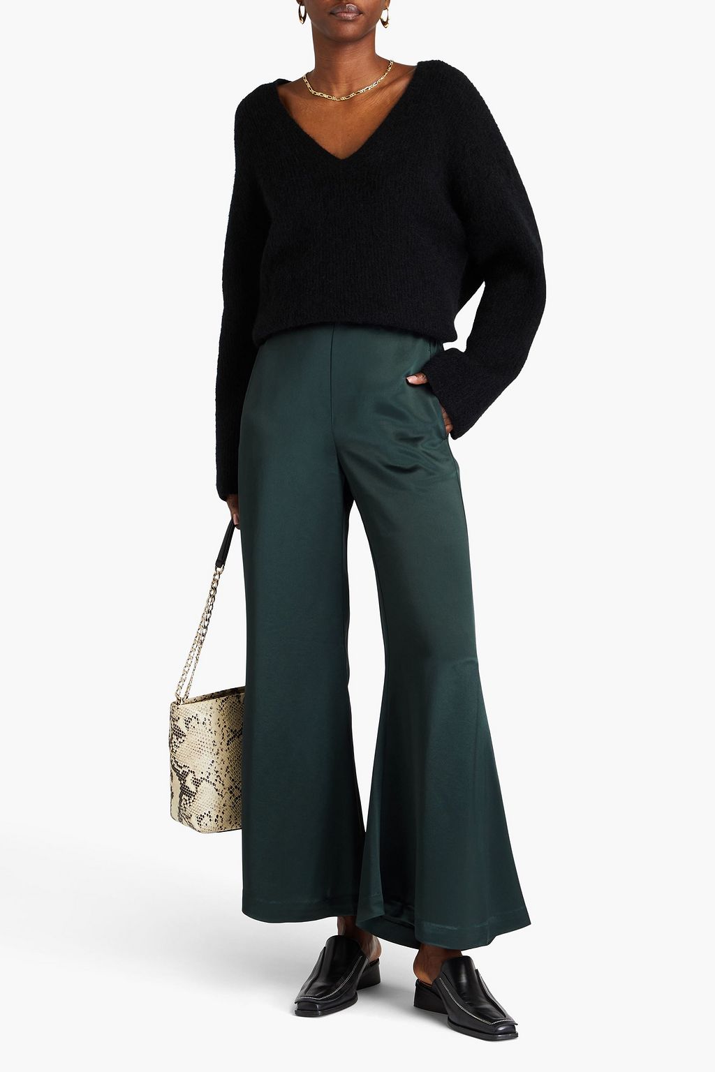 BY MALENE BIRGER بنطلون "لوسي" بقصة واسعة من الأسفل من الساتان