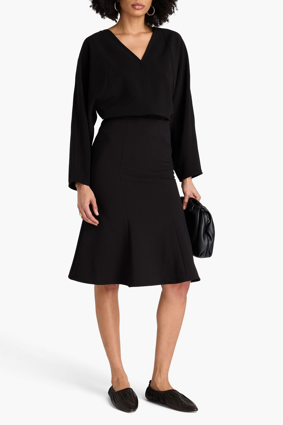 By Malene Birger Atlee Flared Crepe Skirt In Black