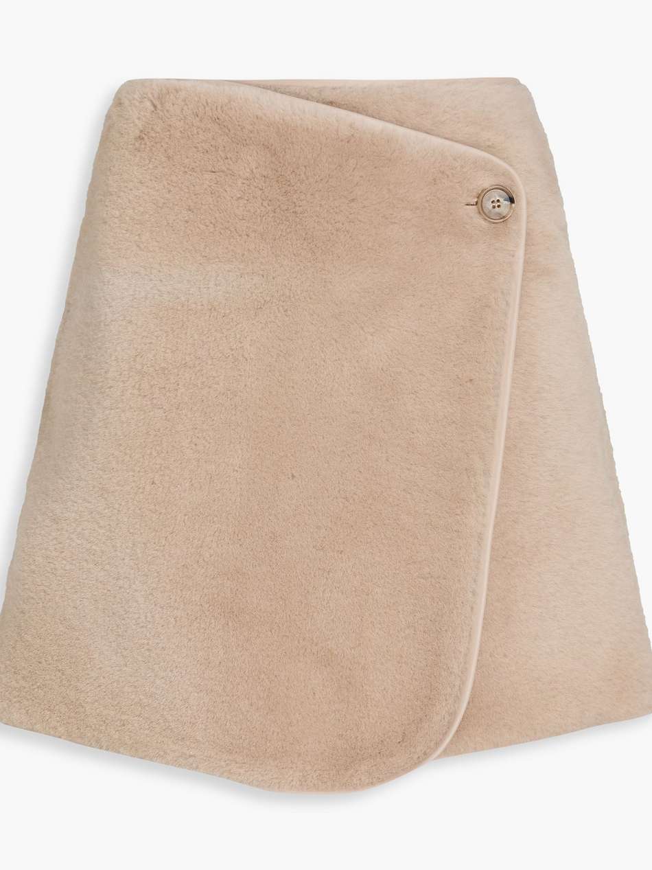chani shearling mini wrap skirt