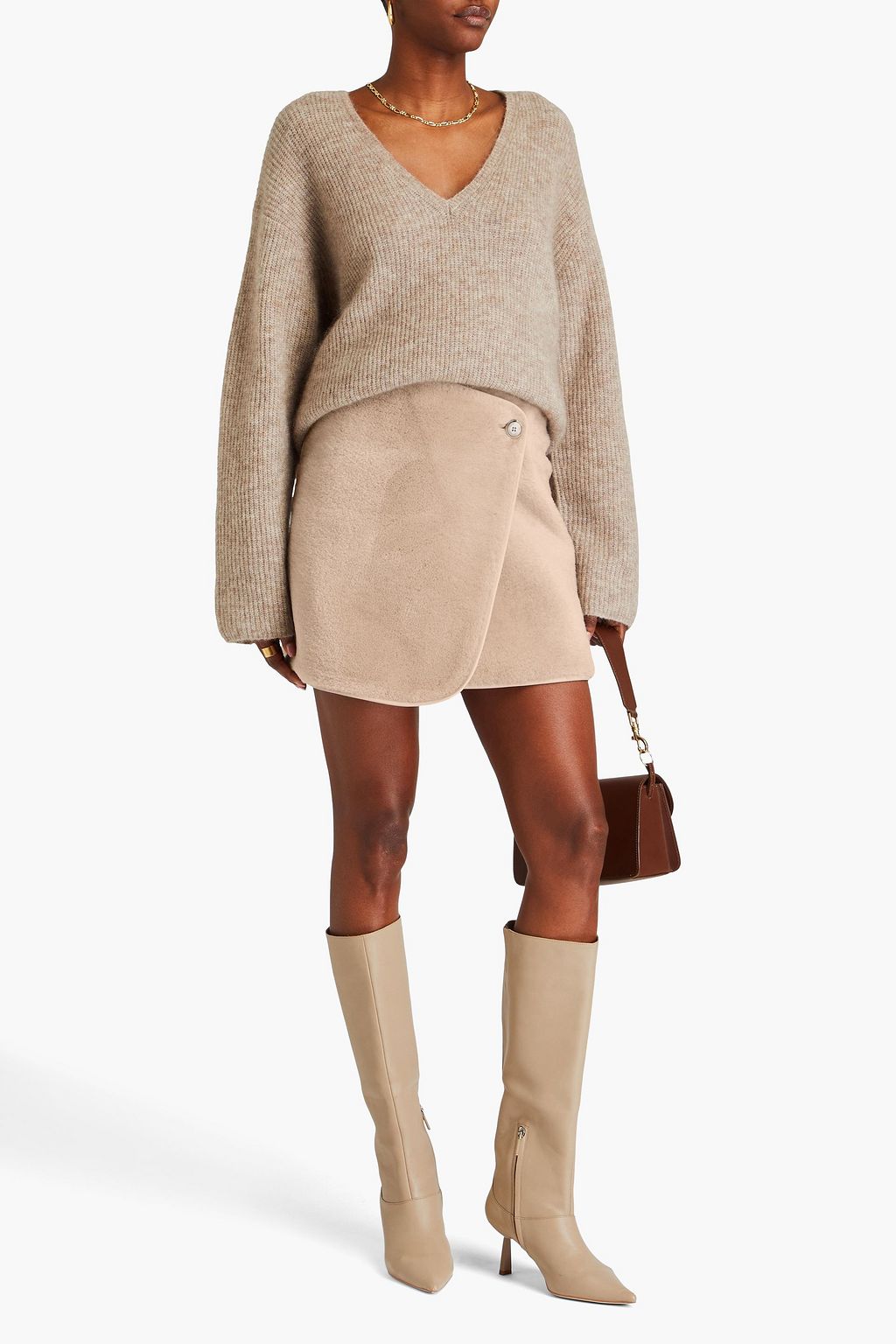 BY MALENE BIRGER تنورة قصيرة من صوف ناعم بتأثير ملتف