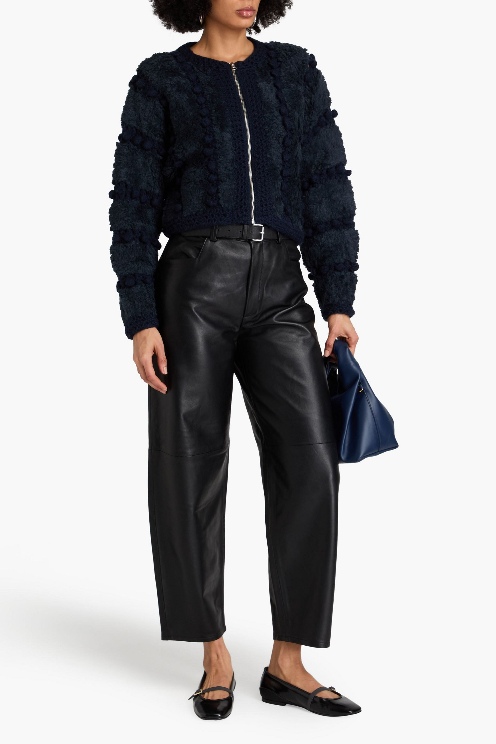 FRAME Pom pom-embellished knitted cardigan