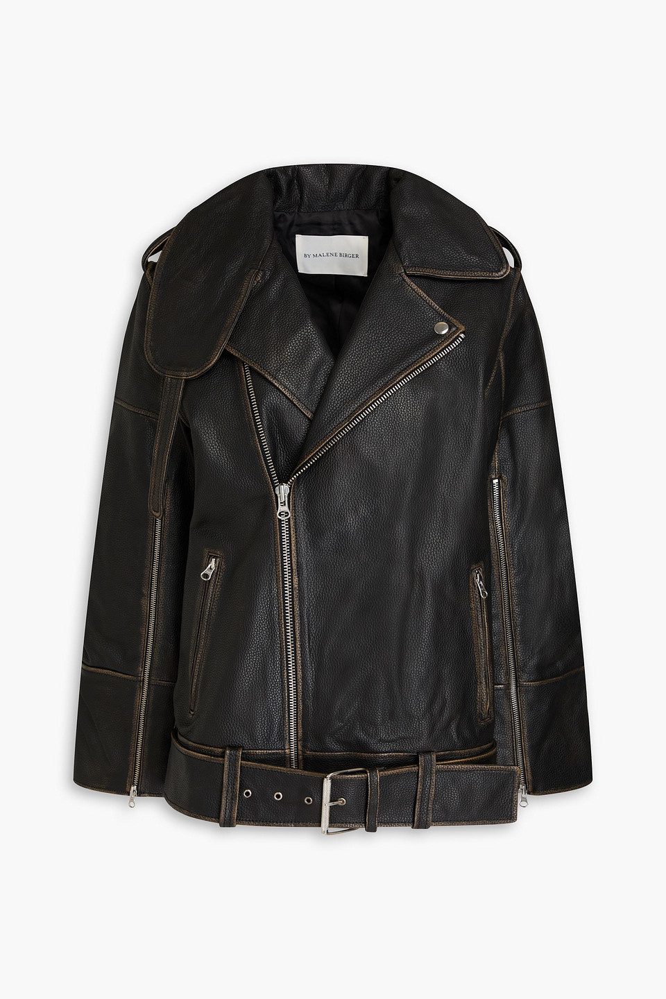 Shop By Malene Birger Beatrisse Leather Biker Jacket In Black