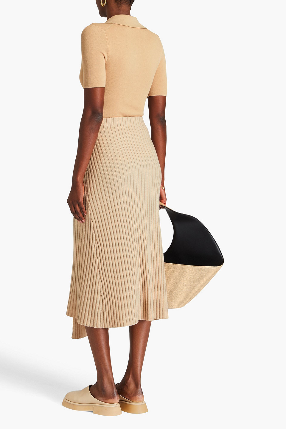 BY MALENE BIRGER CASSILA WRAP-EFFECT RIBBED WOOL MIDI SKIRT