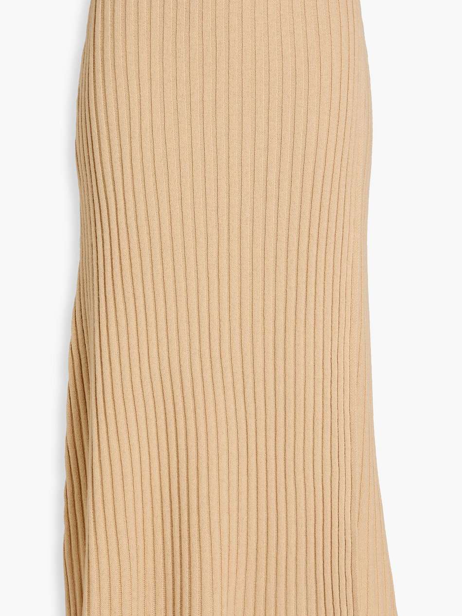 cassila wrap-effect ribbed merino wool midi skirt