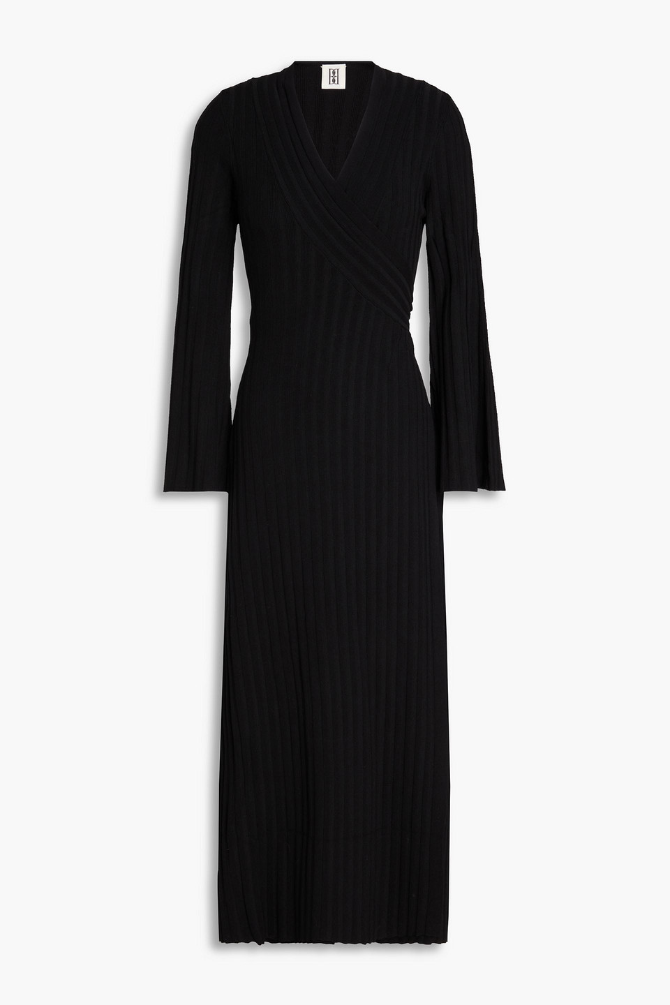 By Malene Birger Gilena Ribbed Ecovero™-blend Midi Wrap Dress In Black