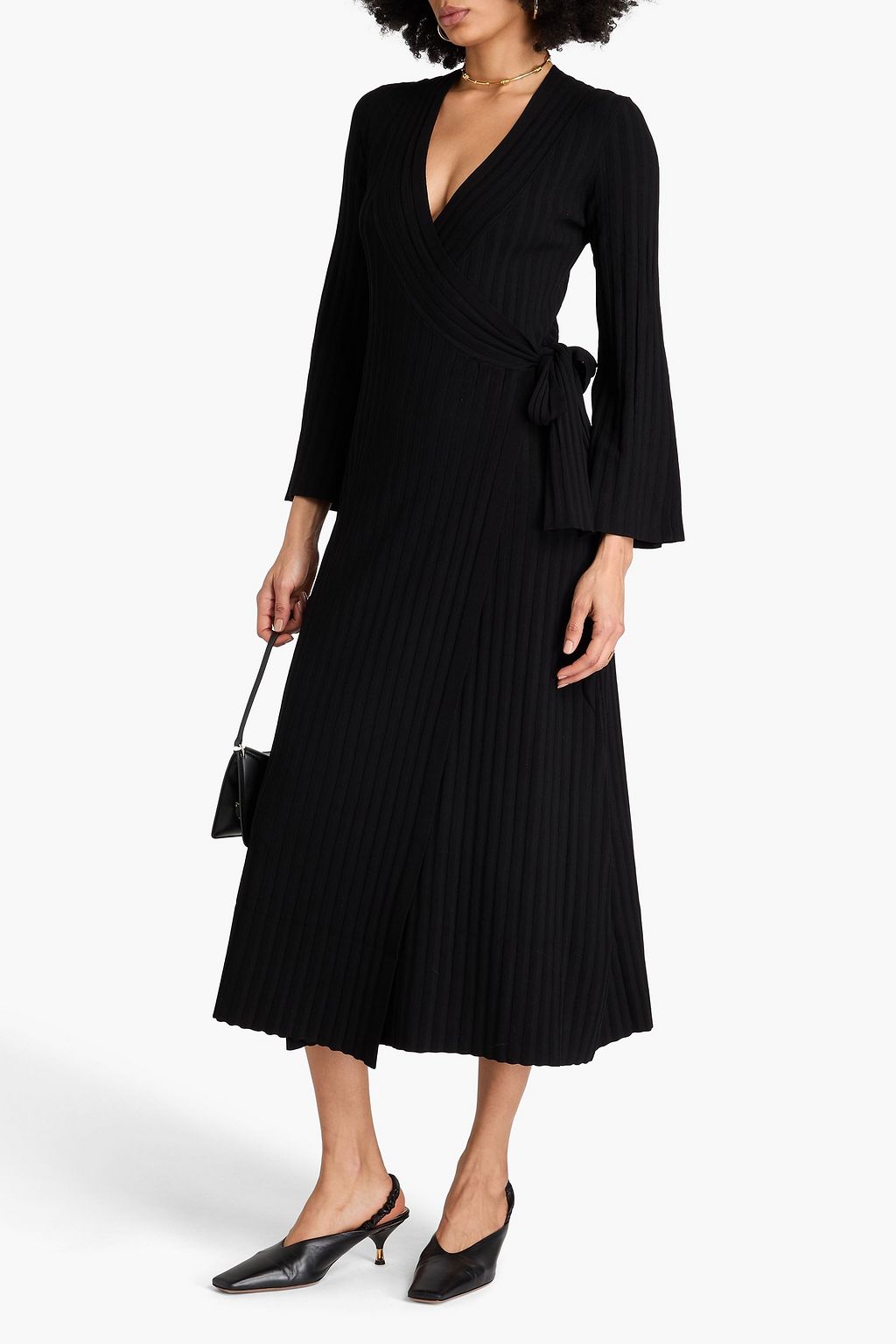BY MALENE BIRGER فستان "جيلينا" متوسط الطول بتصميم ملفوف من مزيج قماش إيكوفيرو بتصميم مضلّع