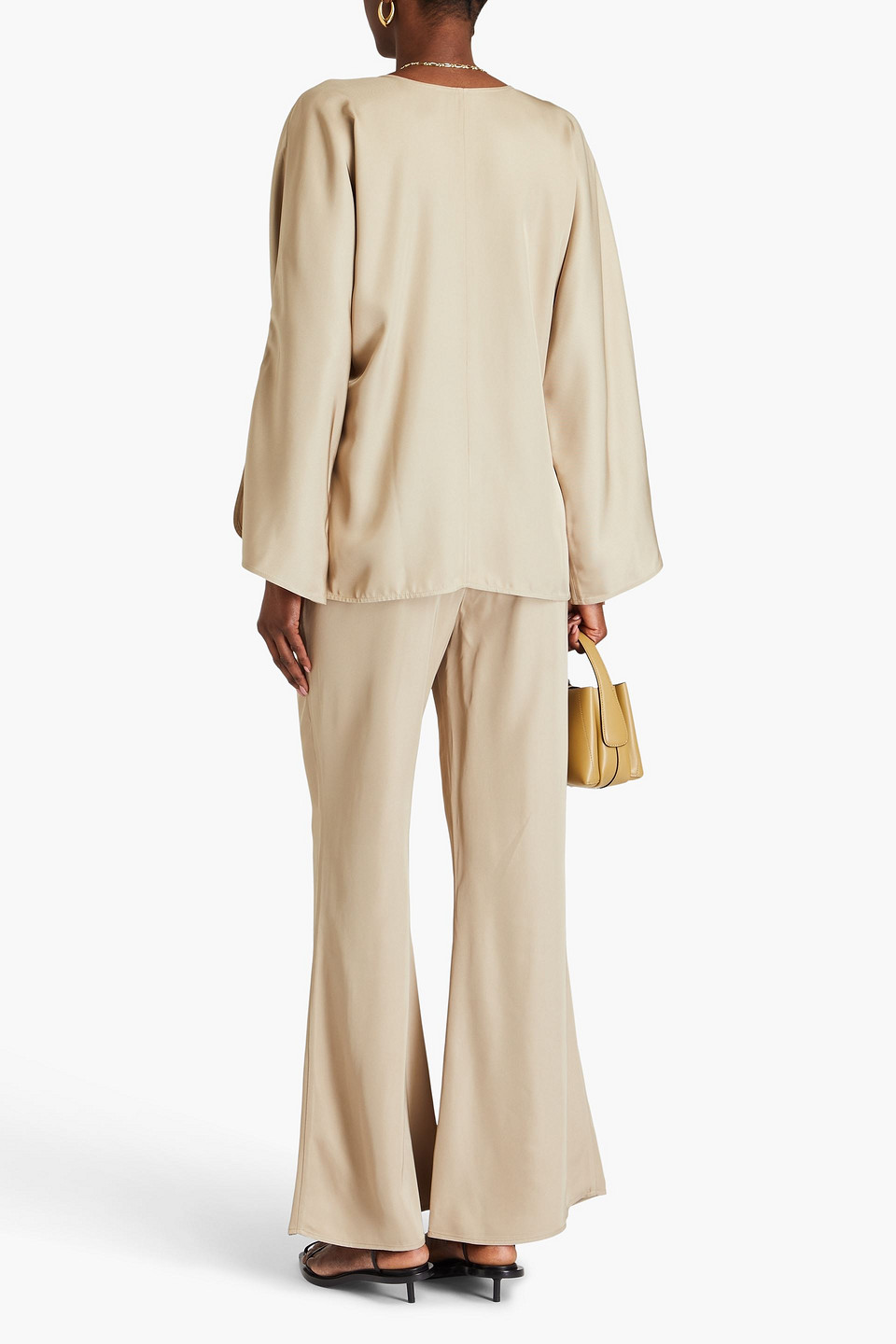 By Malene Birger Calias Satin-twill Blouse In Beige