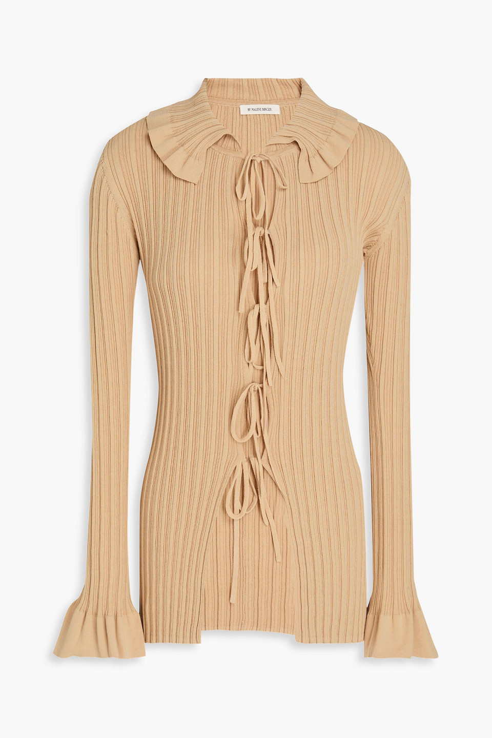 By Malene Birger Devora Ribbed Cotton-blend Cardigan In Brown