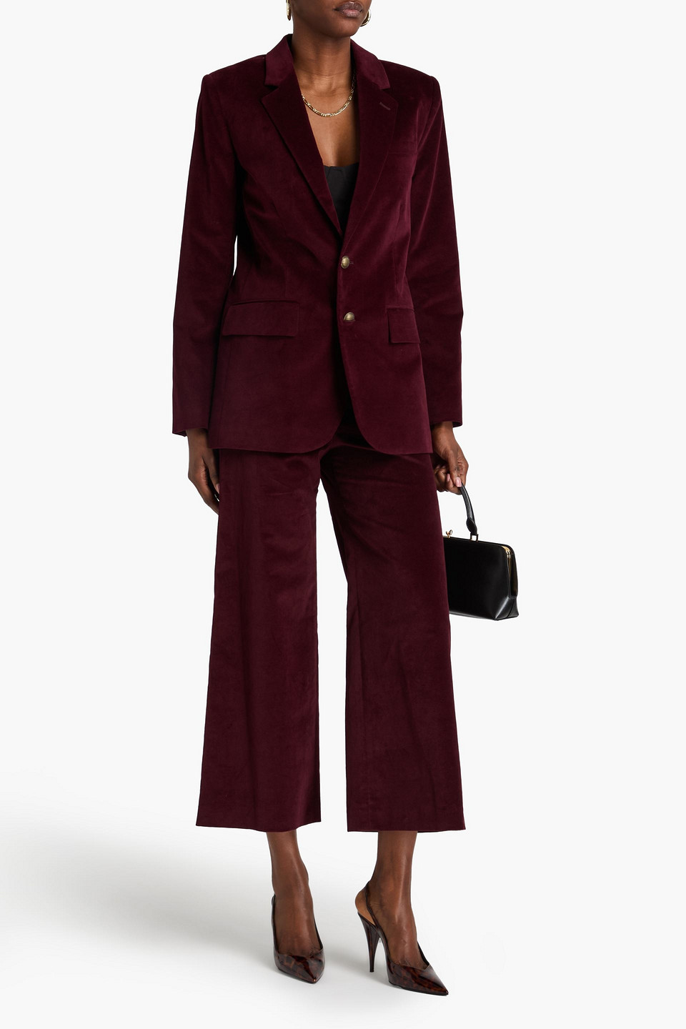 Frame Cotton-blend Velvet Blazer In Grape