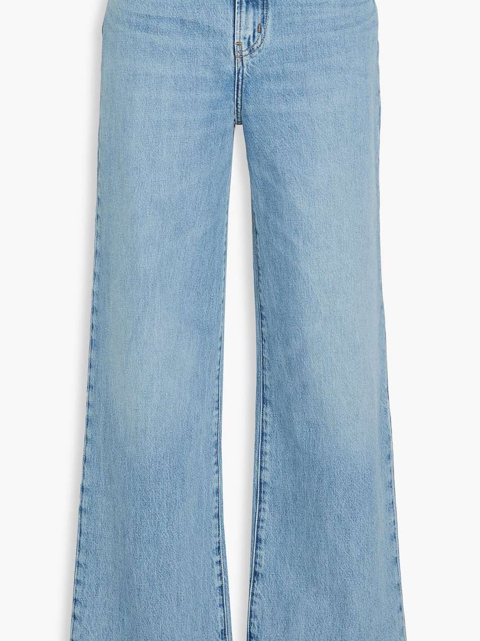 le jane distressed high-rise wide-leg jeans