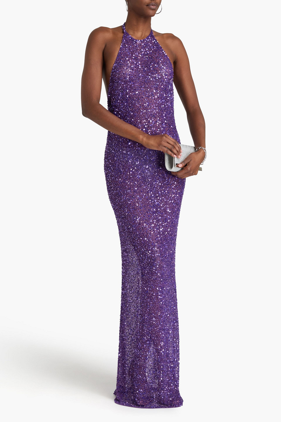 RETROFÉTE EMBELLISHED TULLE HALTERNECK GOWN