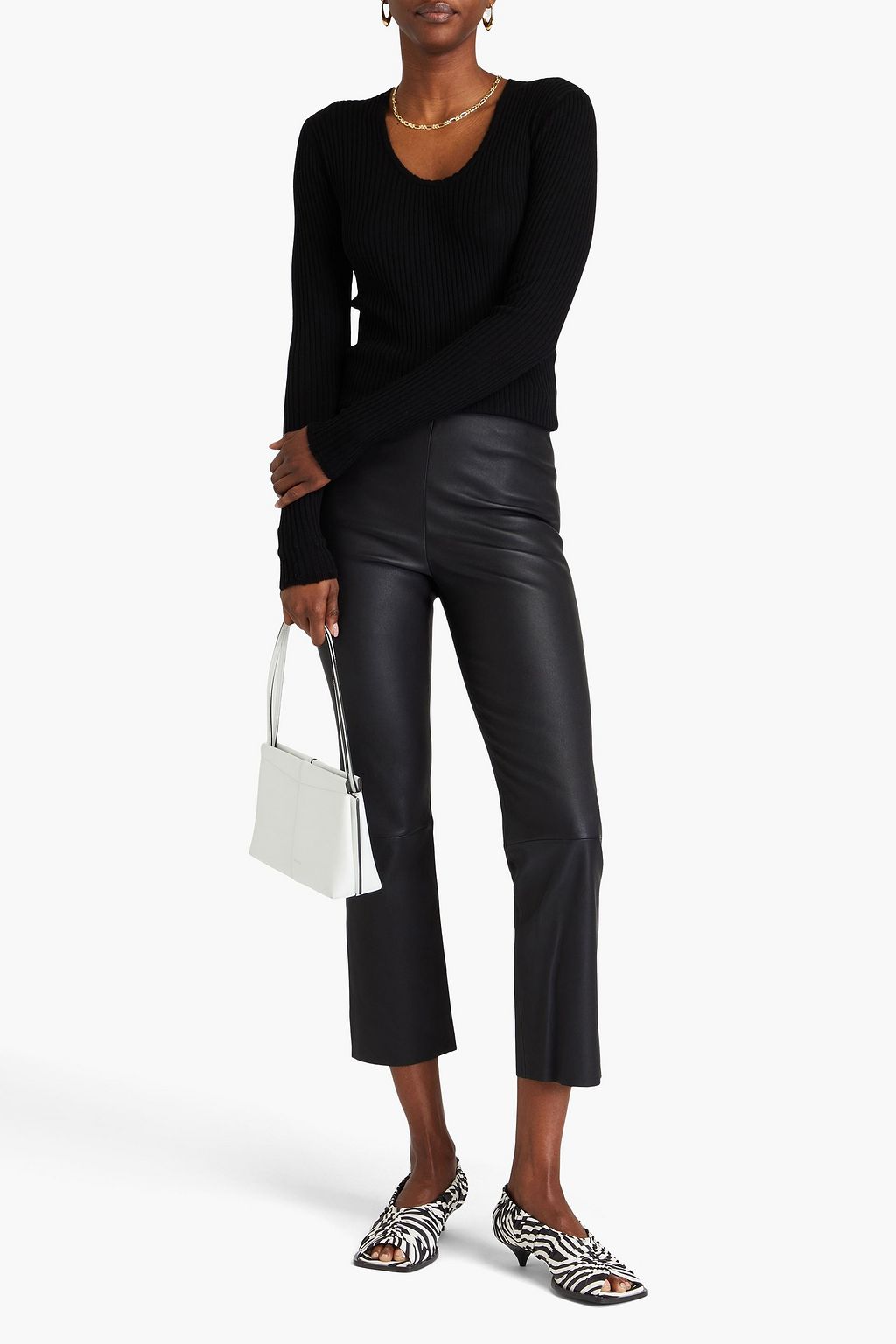 BY MALENE BIRGER كنزة رياضية "رينا" من صوف الميرينو المضلّع