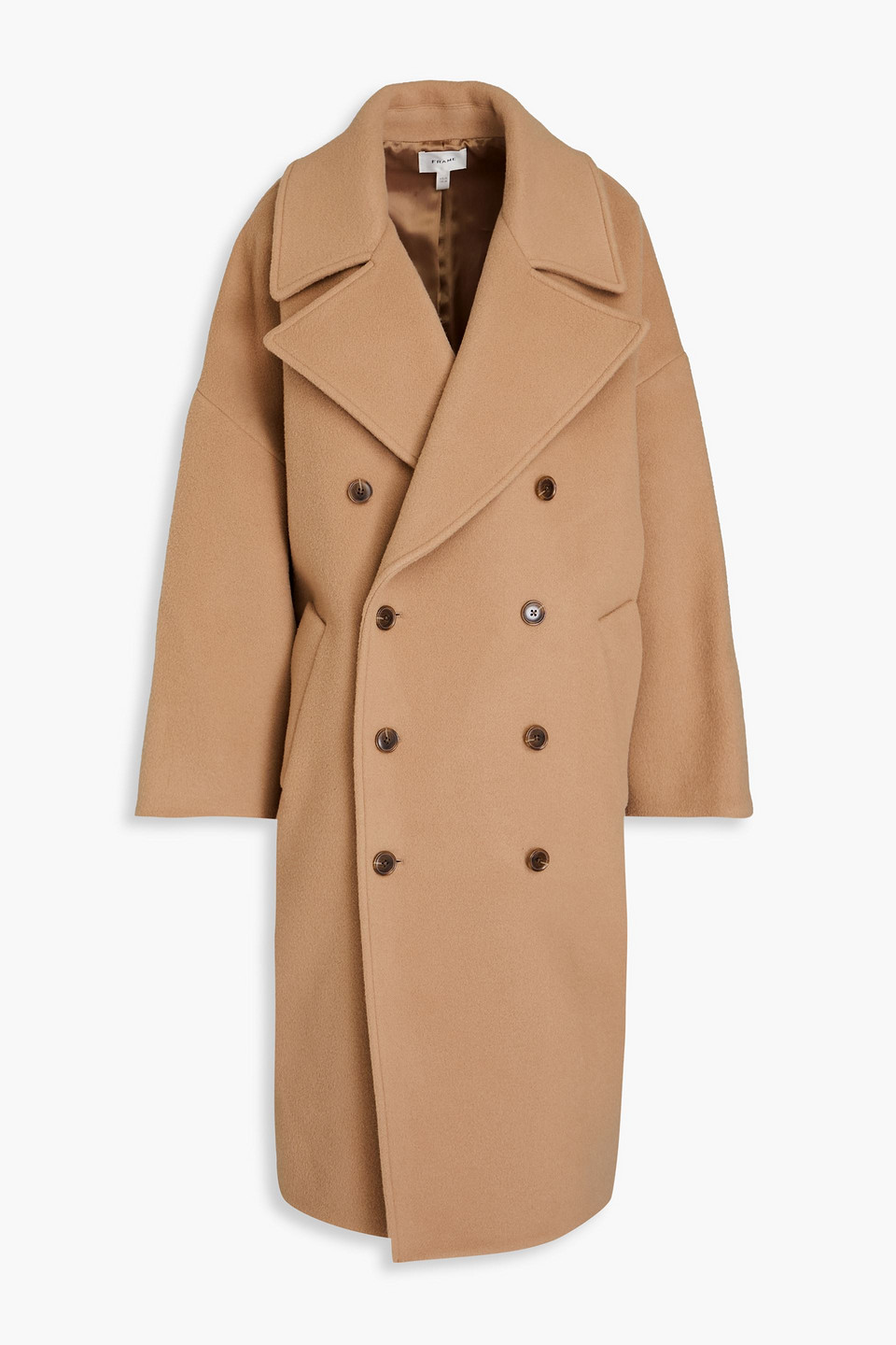 Frame Wool-blend Felt Trench Coat In Brown