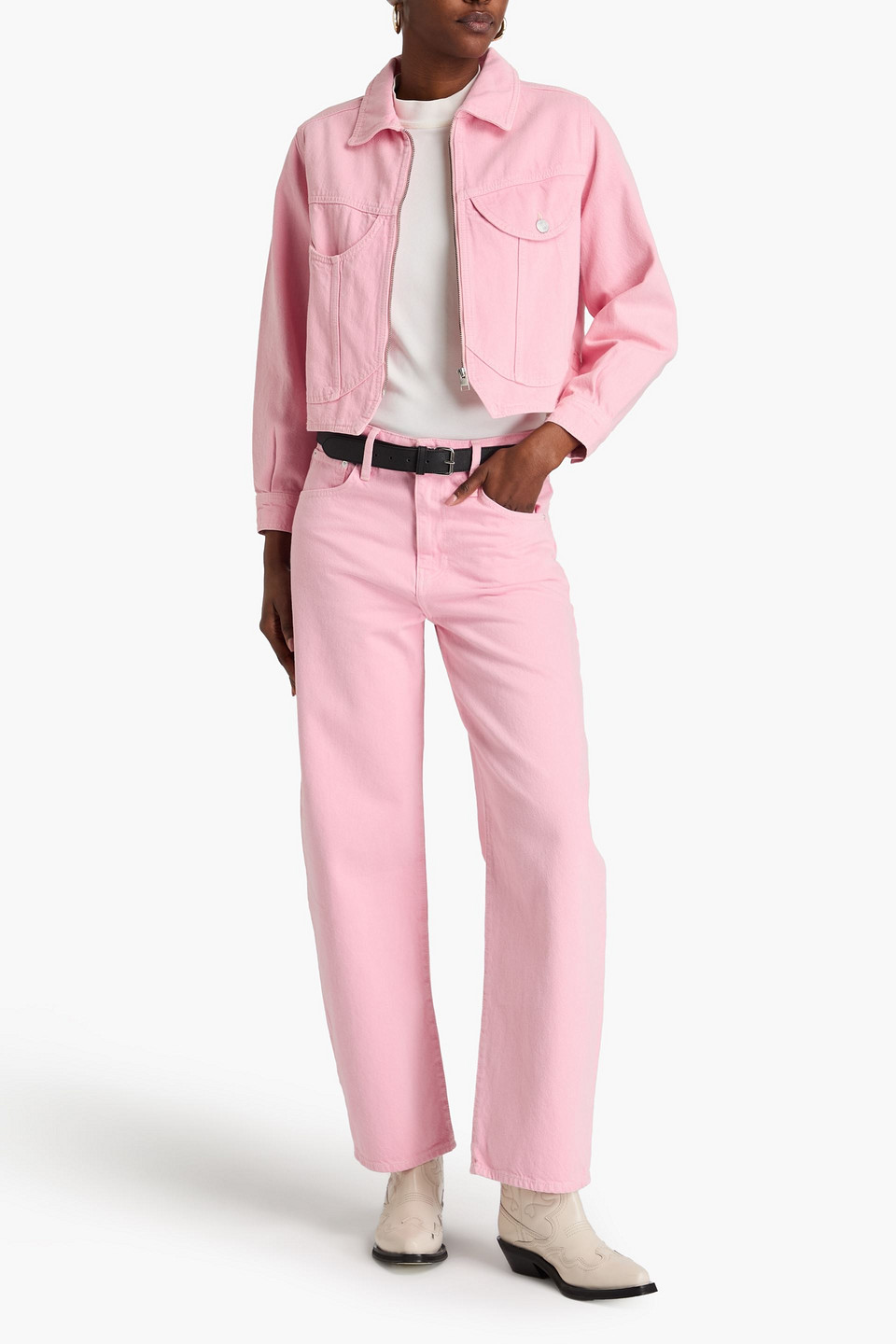 Frame Long Barrel Jeans Washed Dusty Pink In Pink