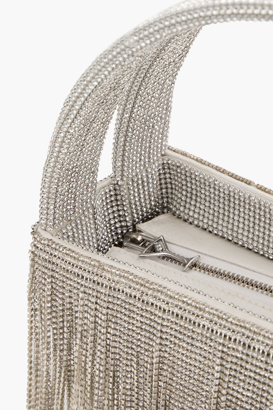 RETROFÉTE FRINGED CRYSTAL-EMBELLISHED SATIN TOTE
