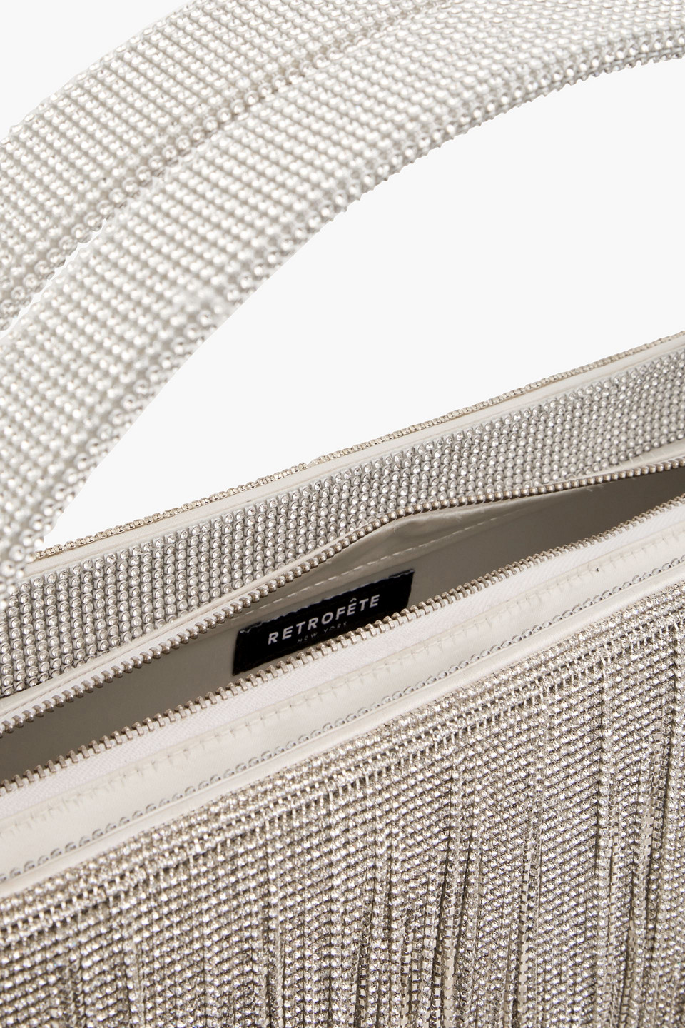 RETROFÉTE FRINGED CRYSTAL-EMBELLISHED SATIN TOTE