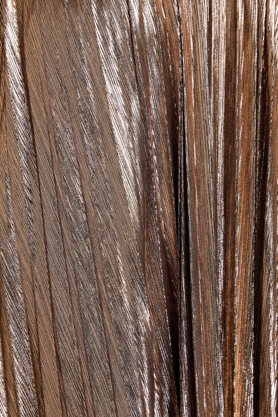 Retroféte Kensley One-shoulder Metallic Pleated Maxi Dress In Bronze