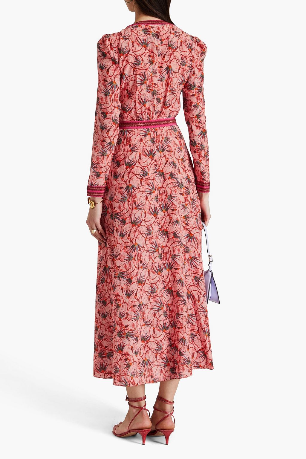 SALONI Lea printed silk crepe de chine midi dress