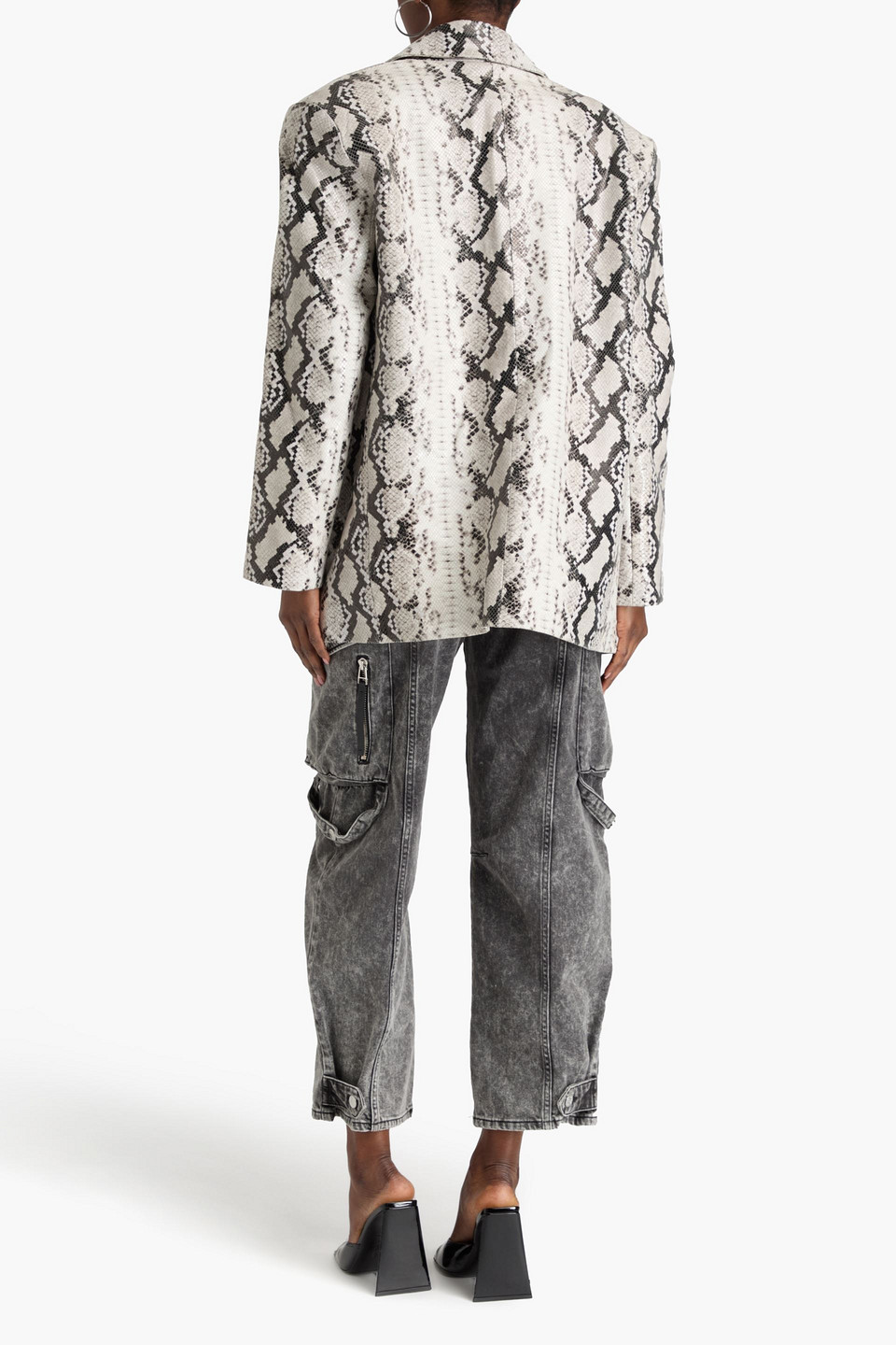 Retroféte Chloe Snake-effect Leather Blazer In Animal Print