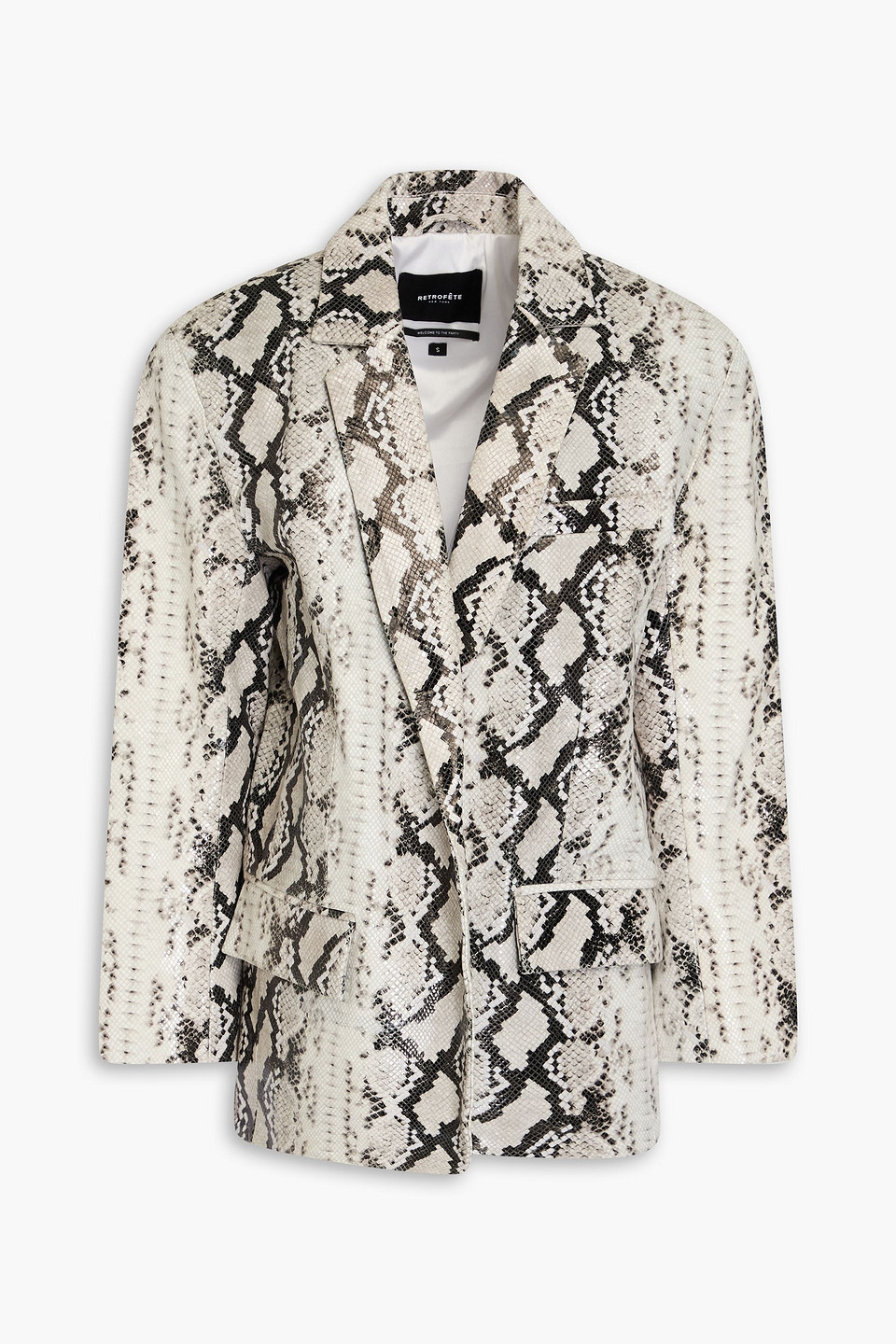 Retroféte Chloe Snake-effect Leather Blazer In Animal Print
