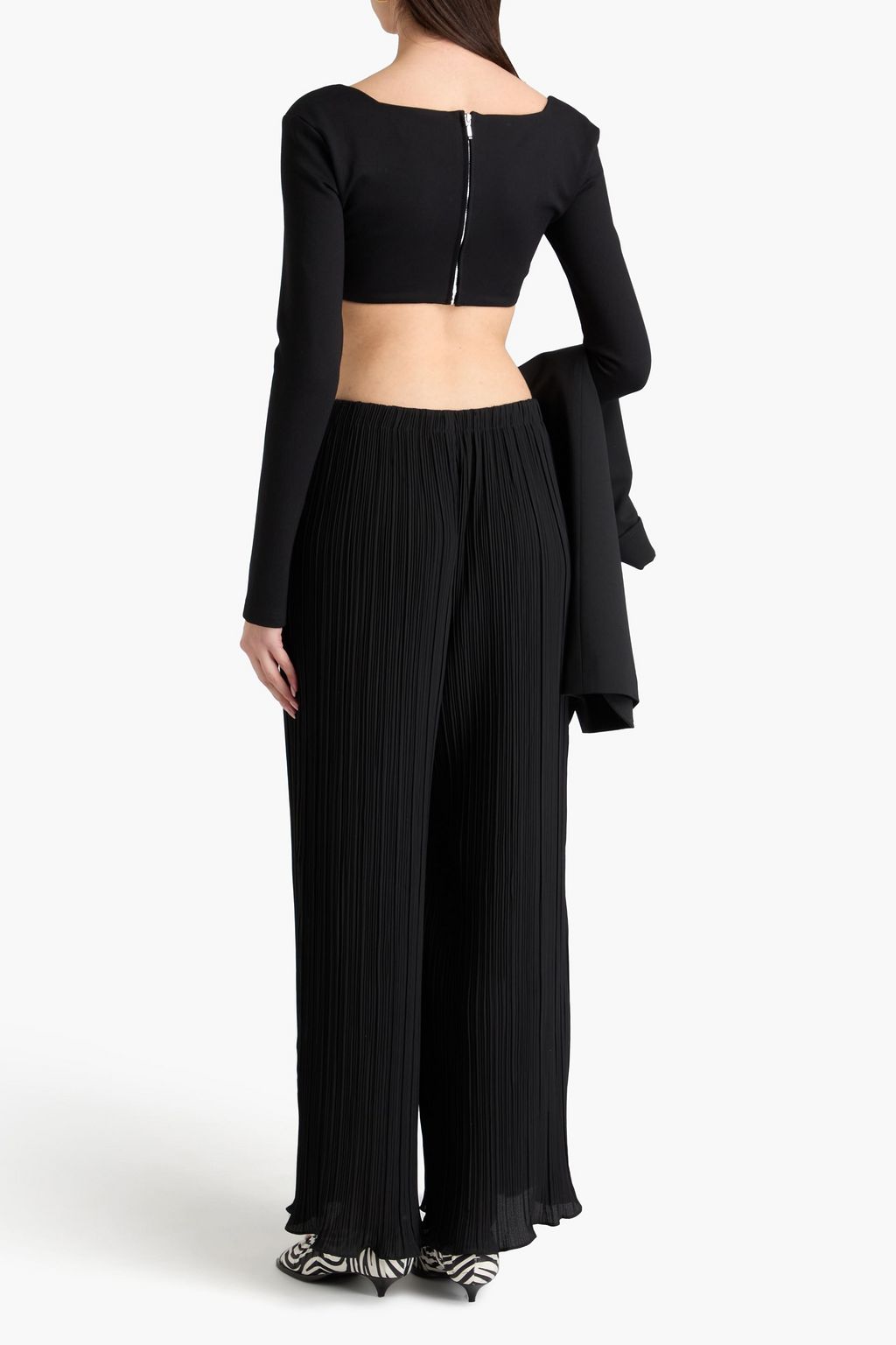 BY MALENE BIRGER بنطال "دراجا" بأرجل واسعة من قماش بليسيه والكريب