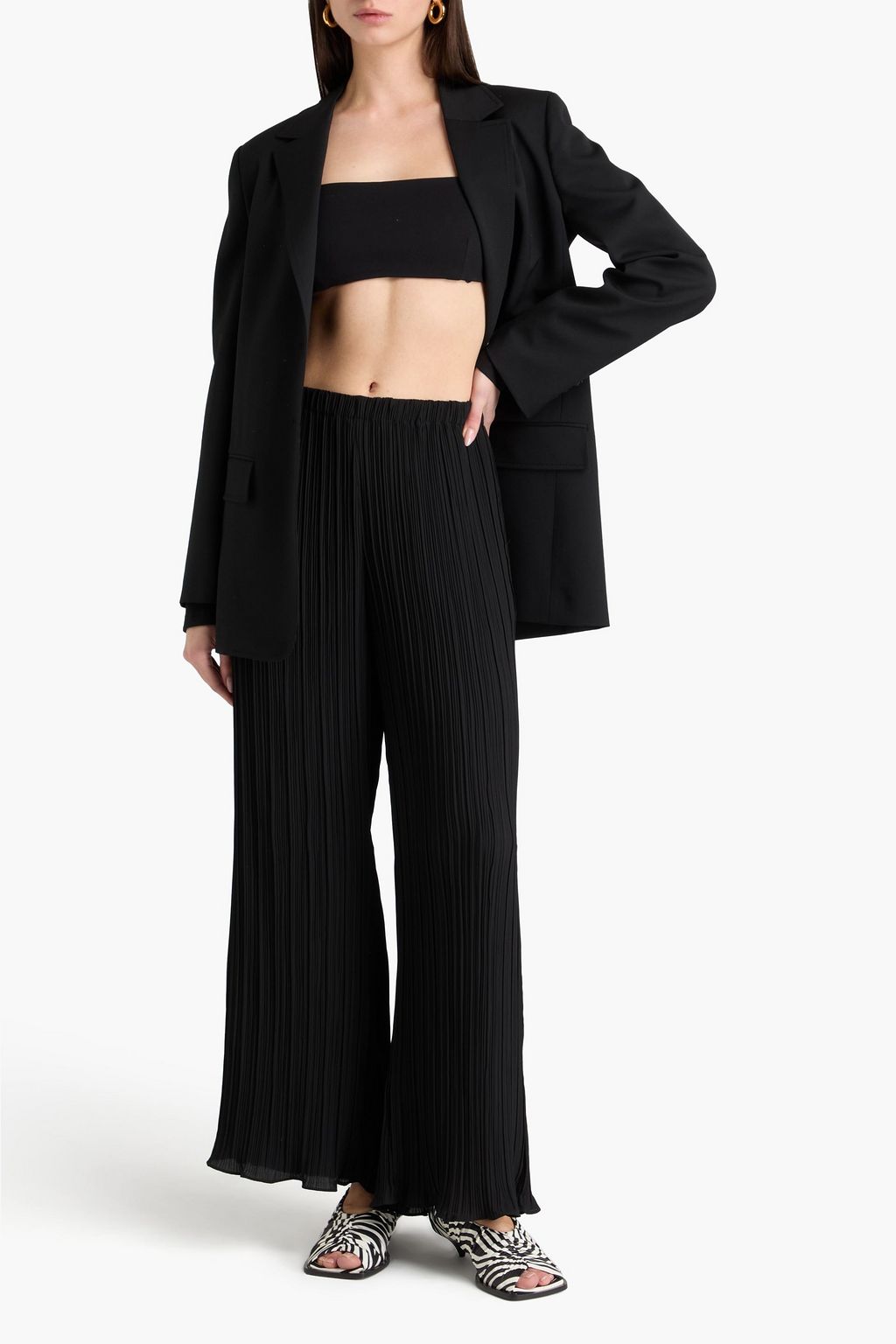 BY MALENE BIRGER بنطال "دراجا" بأرجل واسعة من قماش بليسيه والكريب