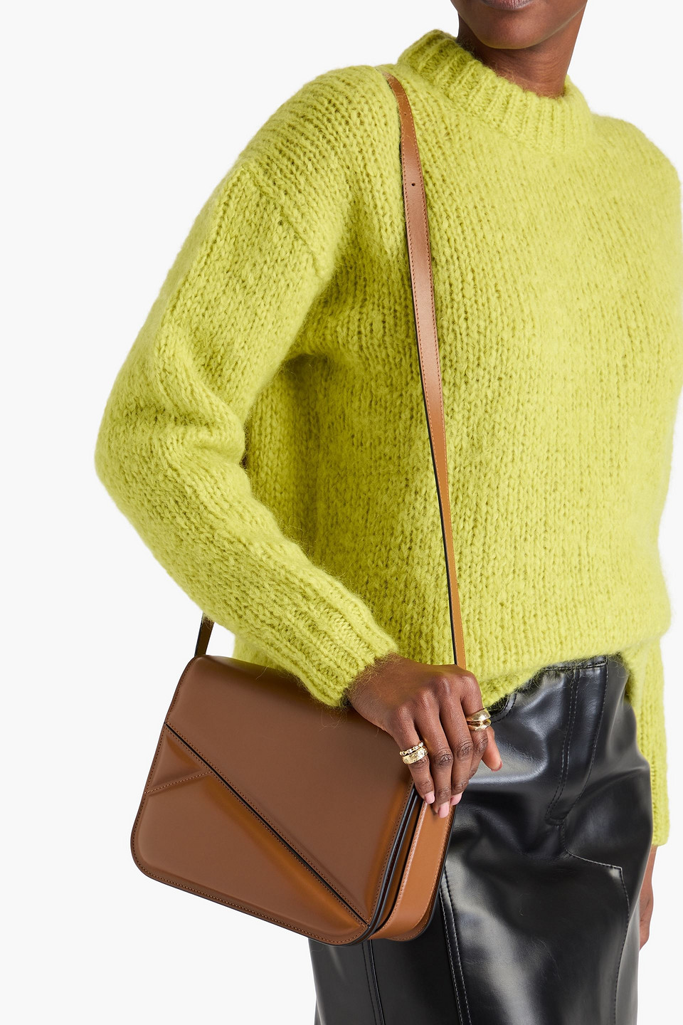 Wandler Oscar Trunk Medium Leather Cross-body Bag In Braun