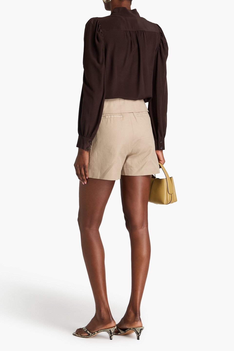 Frame Shorts Aus Einer Baumwoll-leinenmischung In Beige