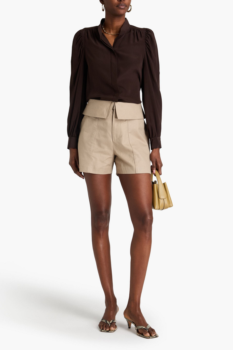 Frame Shorts Aus Einer Baumwoll-leinenmischung In Beige