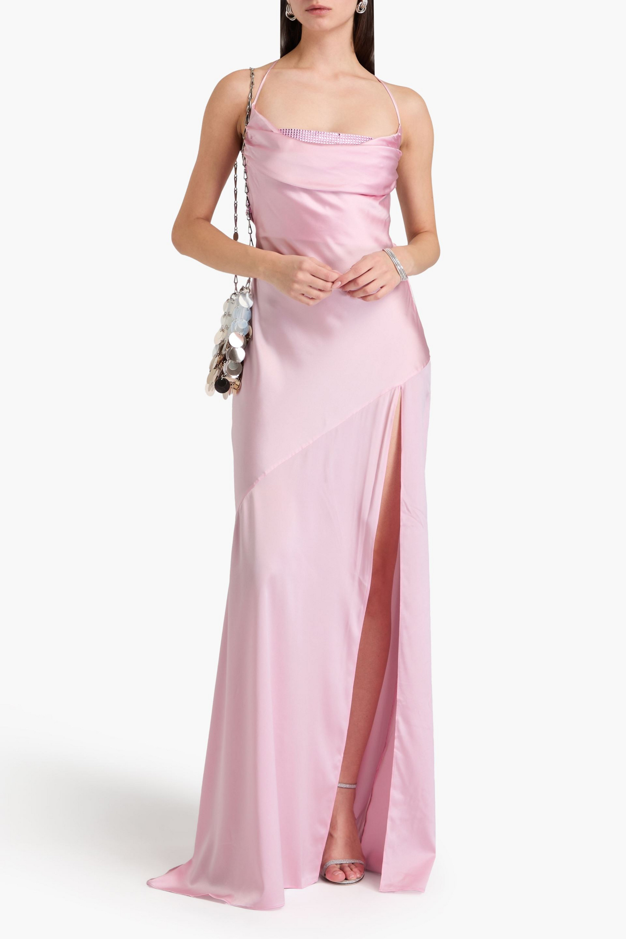 Retrofête Emery crystal-embellished stretch-silk satin gown