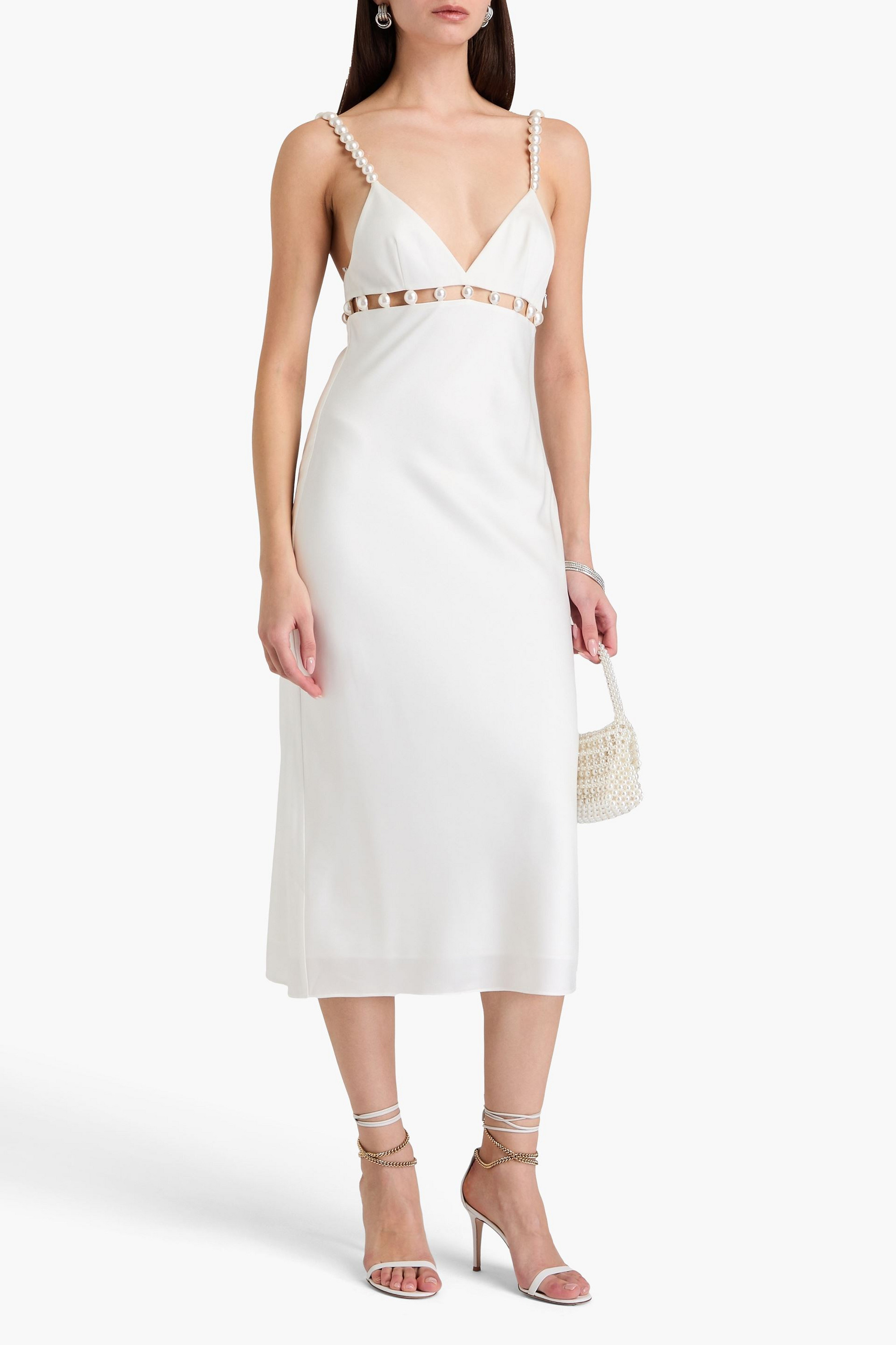 Retrofête Elodie cutout embellished satin-crepe midi dress