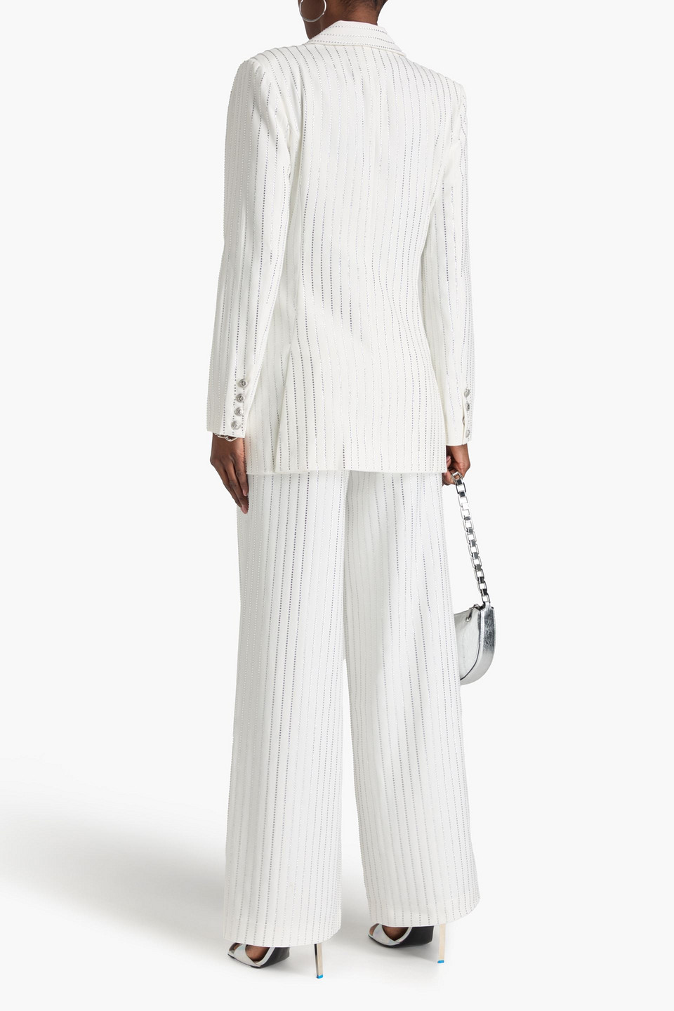 Retroféte Crystal-embellished Crepe Blazer In White