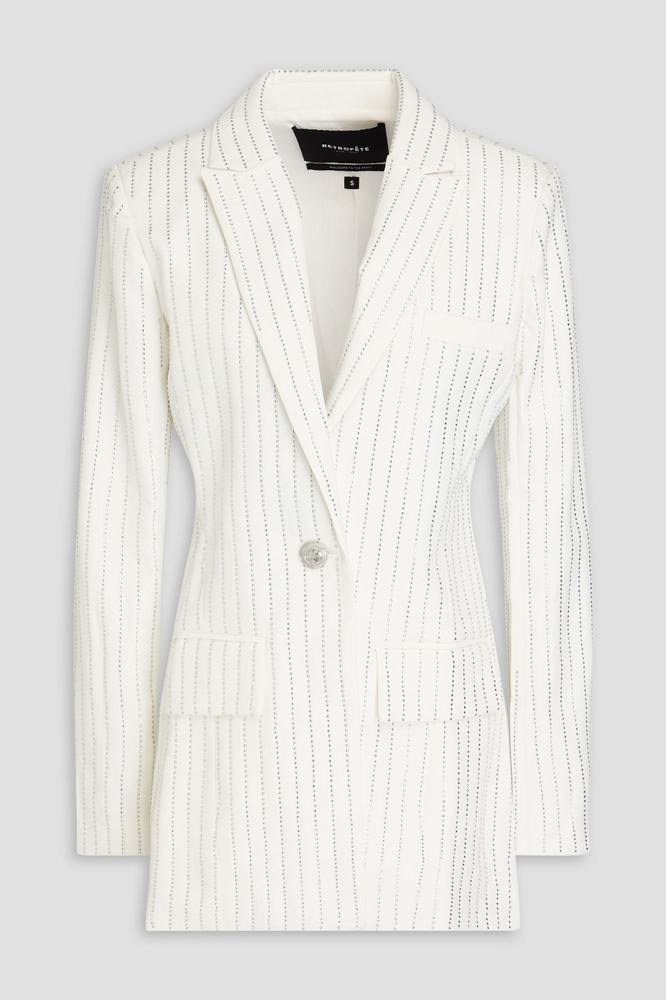 Retroféte Crystal-embellished Crepe Blazer In White