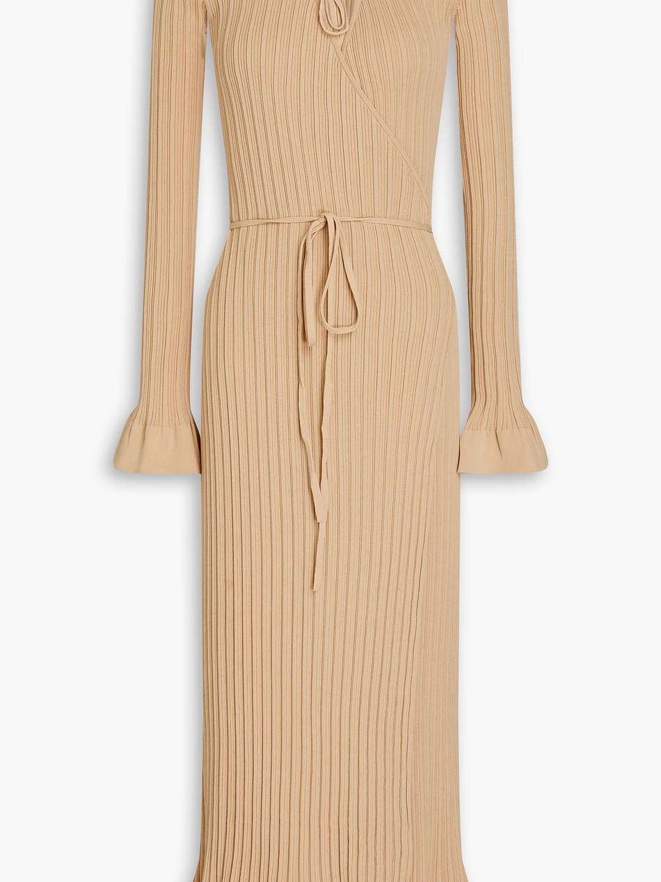 gianina ribbed cotton-blend midi wrap dress