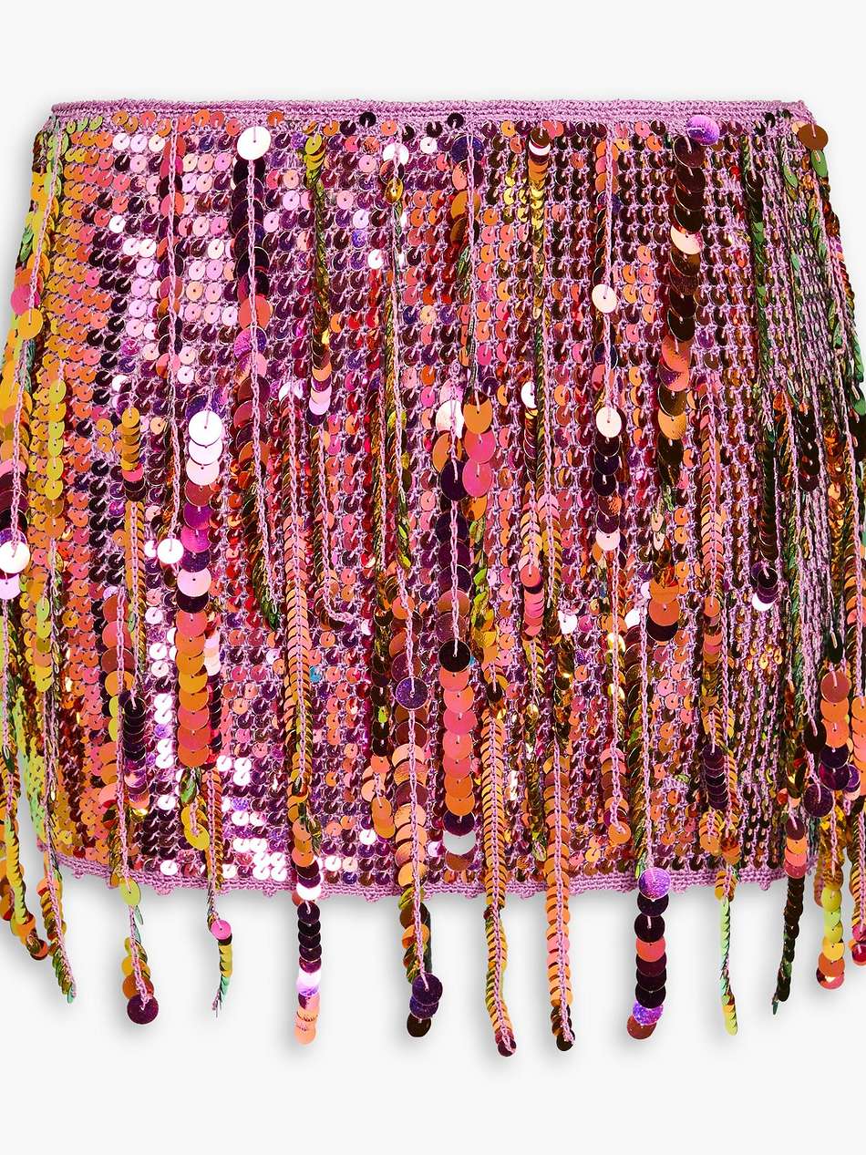 nicola sequined crochet-knit mini skirt