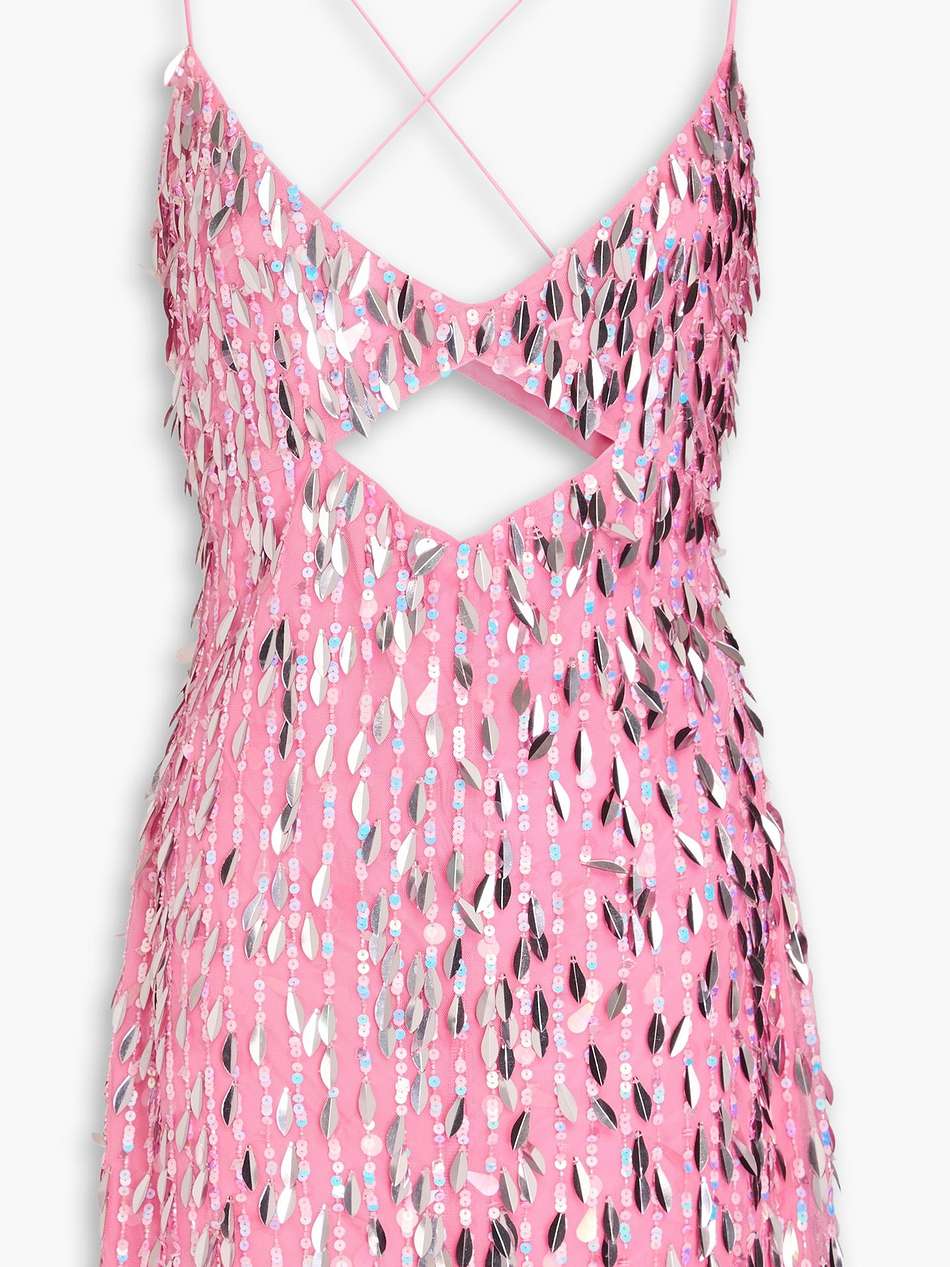 annistyn cutout sequined tulle mini dress