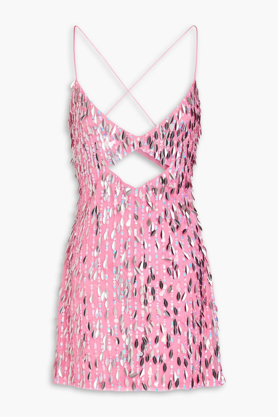 Retroféte Annistyn Cutout Sequined Tulle Mini Dress In Pink