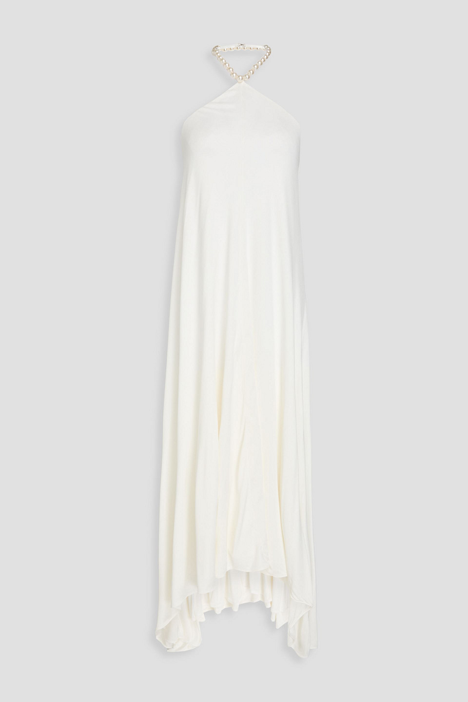 Retrofête - Maryam asymmetric embellished jersey halterneck maxi dress - White - L