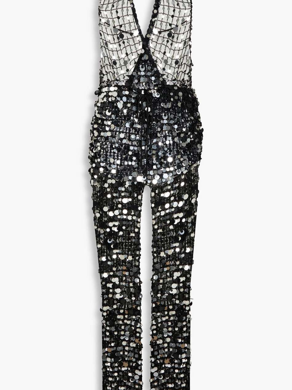 cali embellished open-knit halterneck jumpsuit