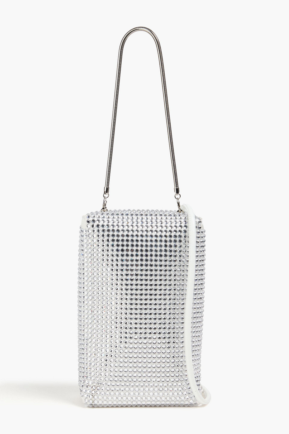 Wandler Leo Schultertasche Aus Satin Mit Kristallverzierung In Silber