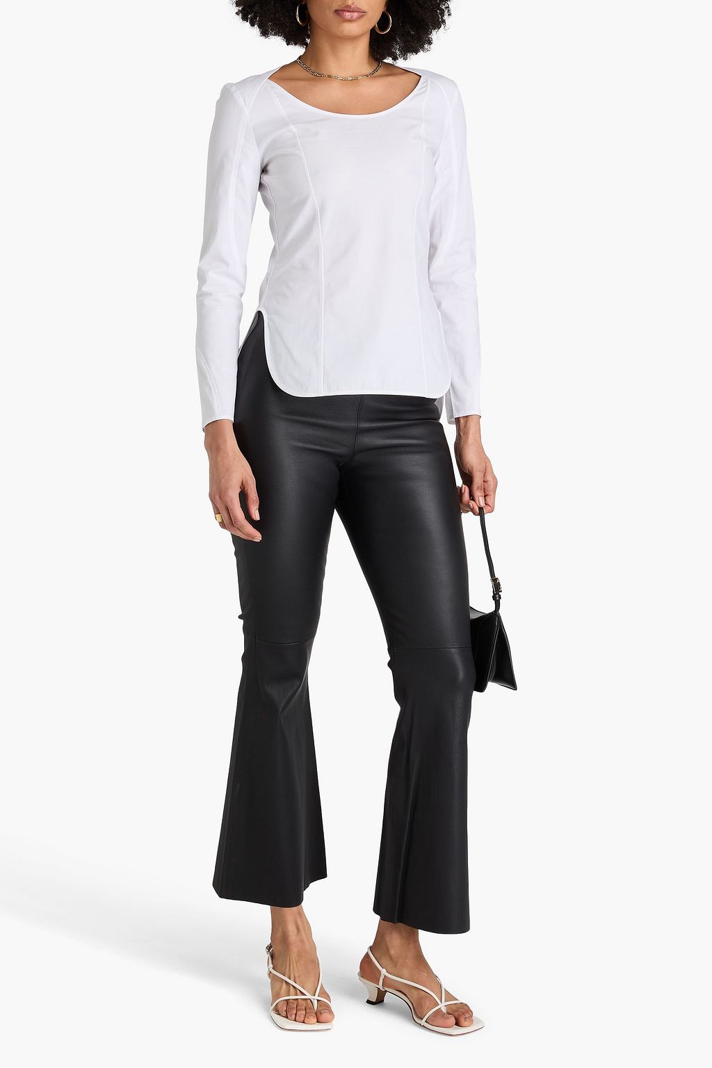 BY MALENE BIRGER بنطلون بقصة واسعة من الأسفل من الجلد
