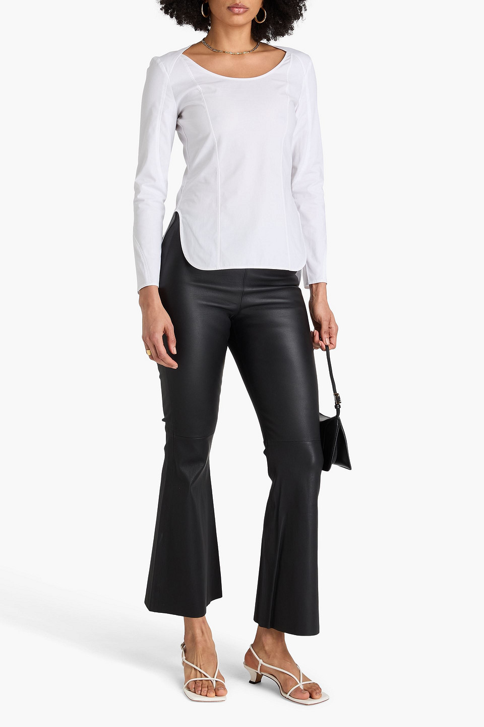 By Malene Birger Leather Flared Pants In Black