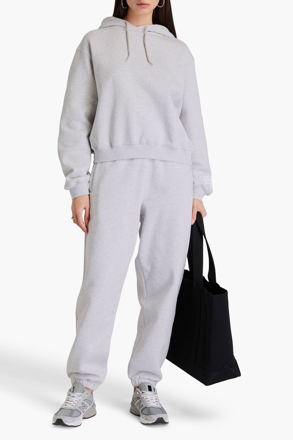 ALEXANDERWANG.T كنزة هودي مصنوعة من مزيج من قطن تيري فرنسي مزينة بطبعة شعار العلامة